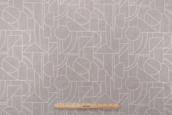 PK Lifestyles Building Blocks Embroidered Drapery Fabric in Linen