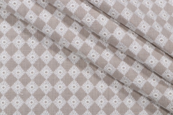 PK Lifestyles Encore Embroidered Drapery Fabric in Linen