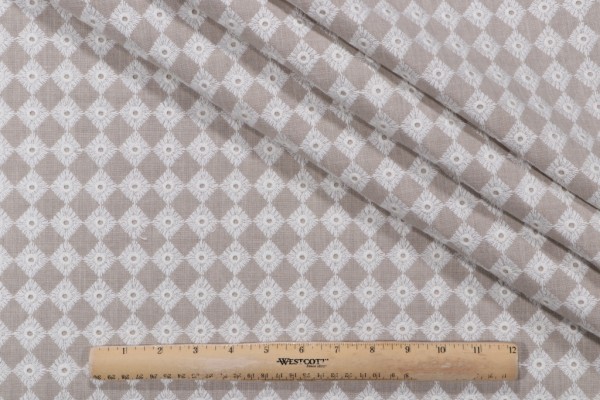 PK Lifestyles Encore Embroidered Drapery Fabric in Linen