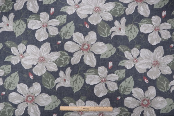 Magnolia Home Nelly Printed Cotton Drapery Fabric in Charcoal 
