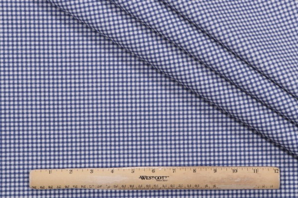 Magnolia Home Madrid Check Printed Cotton Drapery Fabric in DK Blue 