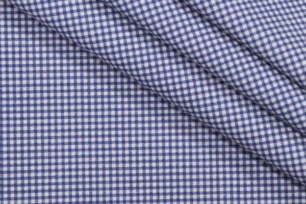 Magnolia Home Madrid Check Printed Cotton Drapery Fabric in DK Blue 