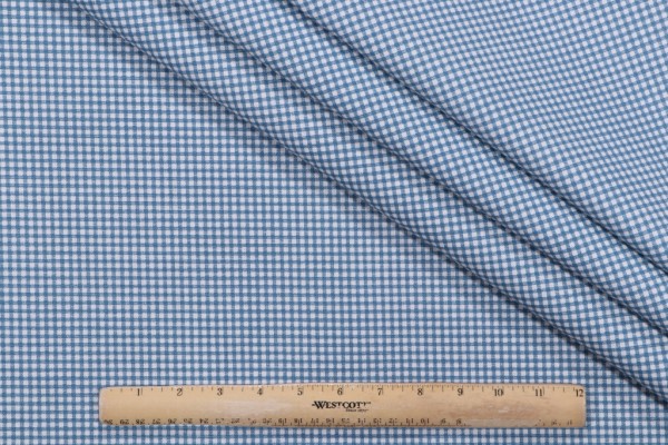 Magnolia Home Madrid Check Printed Cotton Drapery Fabric in Ocean 