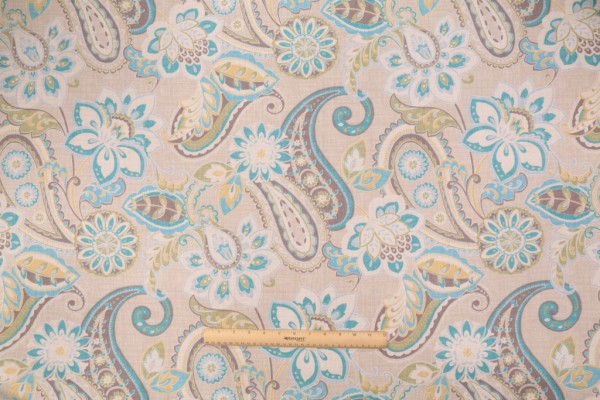 Waverly Wild Card Printed Cotton Drapery Fabric in Mist
