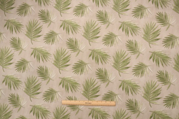 PK Lifestyles Fossil Frond Printed Polyester Outdoor Fabric in Leaf