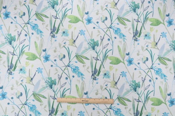 Mill Creek Bower Hill-Superial Printed Cotton Drapery Fabric in Seawind
