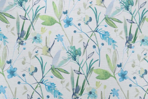 Mill Creek Bower Hill-Superial Printed Cotton Drapery Fabric in Seawind