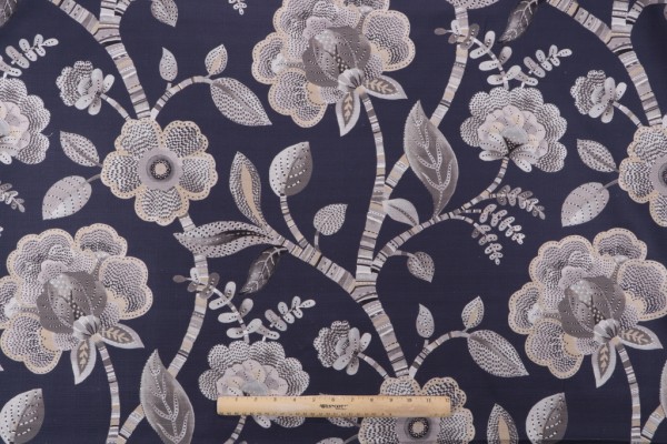 Sample of Mill Creek Lucena-Madden Printed Cotton Drapery Fabric in Slate Blue 