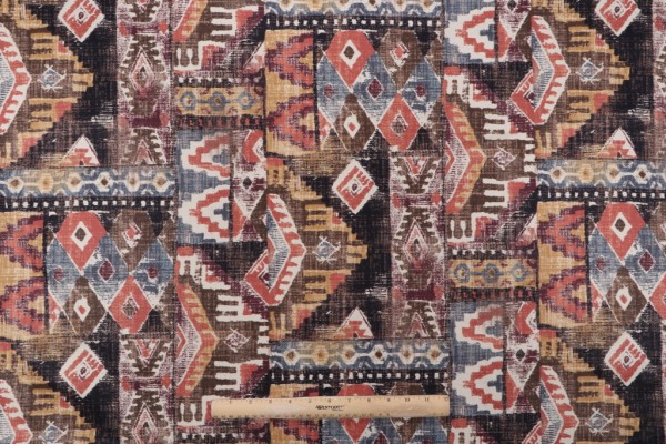 Mill Creek Akita-Petro Printed Cotton Drapery Fabric in Southwest 