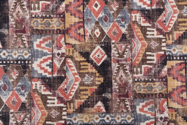 Mill Creek Akita-Petro Printed Cotton Drapery Fabric in Southwest 