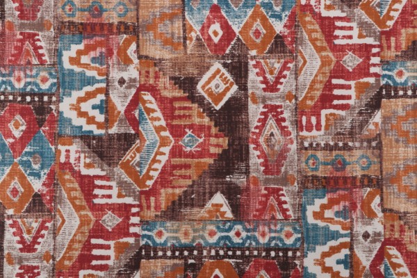 Mill Creek Akita-Petro Printed Cotton Drapery Fabric in Nutmeg 