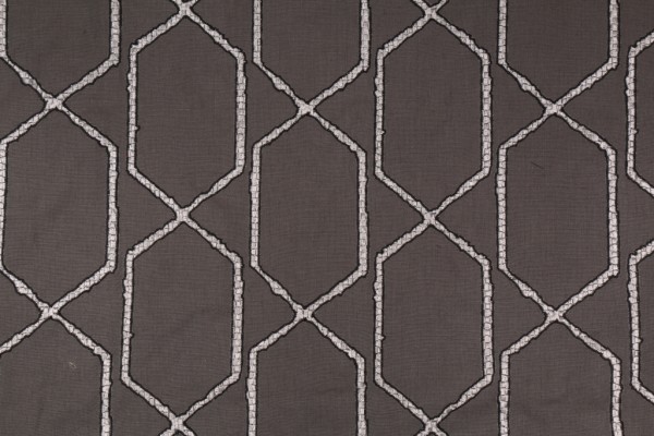 Onyx Age Structure Embroidered Cotton/Linen Decorator Fabric in Smoke