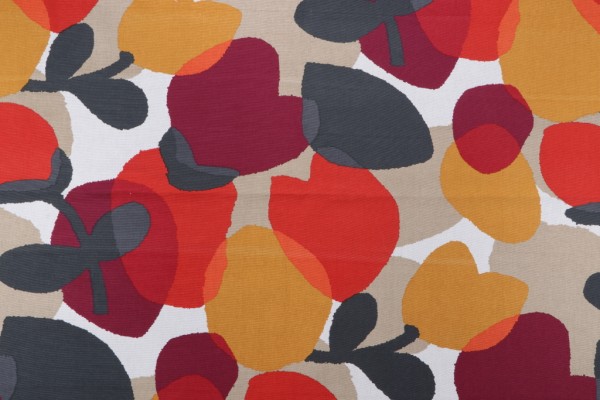 Prism Floral Printed Cotton Drapery Fabric in Berry Red 