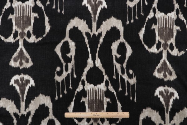 Fabricut Magnificat Printed Linen Blend Drapery Fabric in Charcoal Grey 