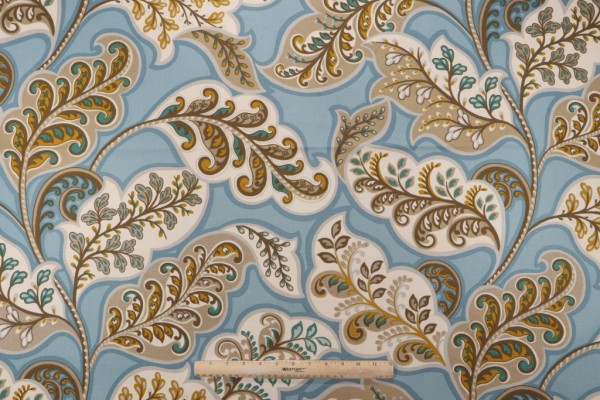Sample of HGTV Home Deco Drama Printed Cotton Drapery Fabric in Topaz 