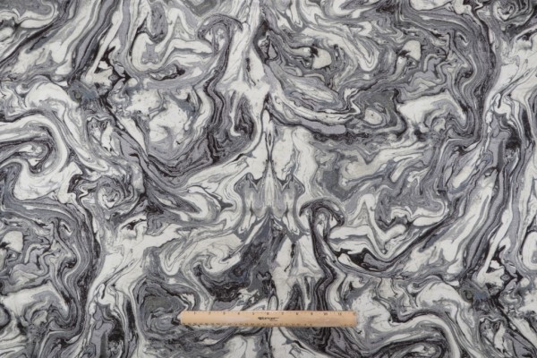 HGTV Home Marbleized Printed Cotton Drapery Fabric in Zinc 