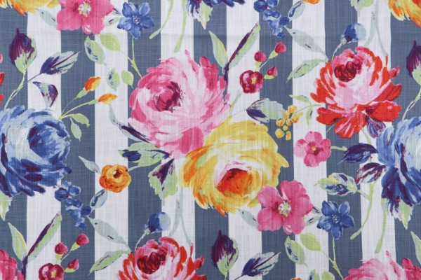 Click for Richloom Floral Printed Drapery Fabric in Blue  Richloom Floral Printed Drapery Fabric in Blue