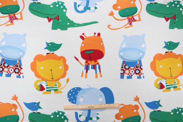 Sample of Big Top/Safari Printed Polyester Drapery Fabric in Multi 