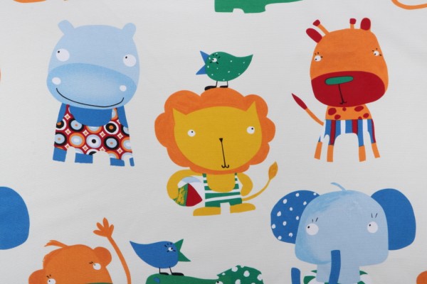 Sample of Big Top/Safari Printed Polyester Drapery Fabric in Multi 