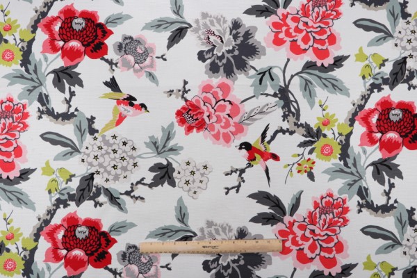 Waverly Candid Moment Printed Cotton Drapery Fabric in Ebony 