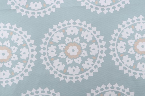 Sample of Echo Kea Printed Cotton Drapery Fabric in Seamist for Kravet CLOSEOUT 