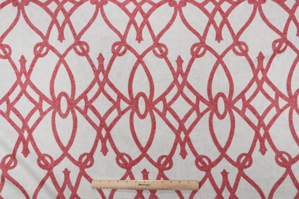 Braemore Fioretto Printed Linen Drapery Fabric in Scarlet 