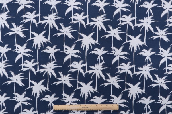 Click for Terrasol - Palmetto Printed Polyester Outdoor Fabric in Navy  Terrasol - Palmetto Printed Polyester Outdoor Fabric in Navy