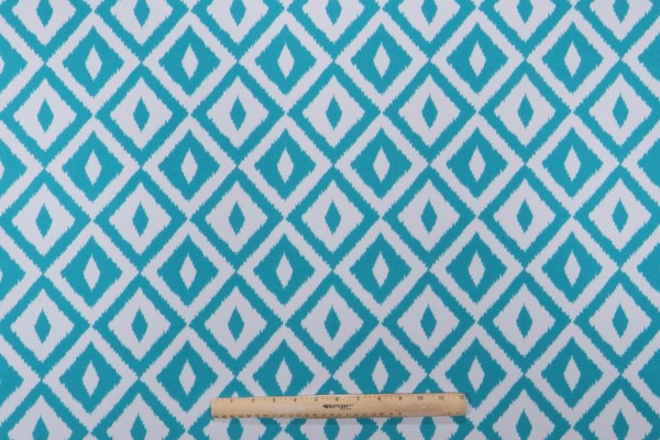Terrasol - Aztec Printed Polyester Outdoor Fabric in Teal 