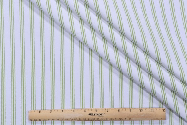 Sample of Terrasol - Folly Ticking Woven Solution Dyed Acrylic Outdoor Fabric in Kiwi 