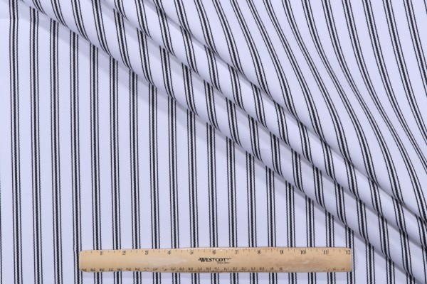 Sample of Terrasol - Folly Ticking Woven Solution Dyed Acrylic Outdoor Fabric in Midnight 