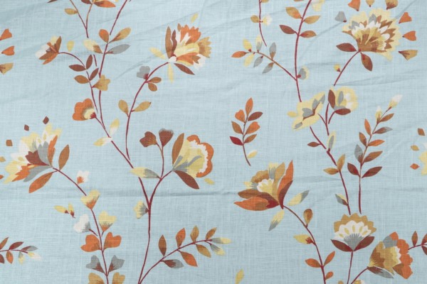 Collier Campbell Pirouette Printed Linen Blend Drapery Fabric in Duck Egg & Sand for Fabricut 