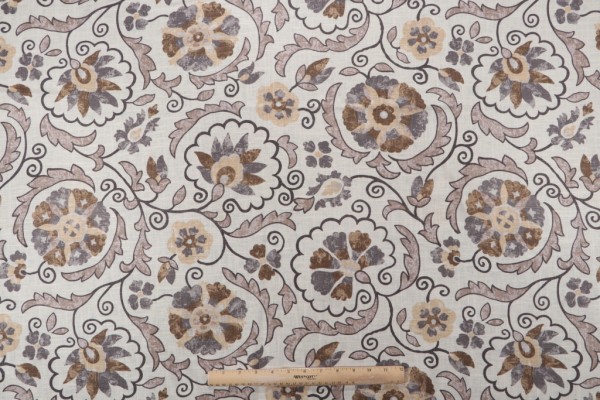 Jaclyn Smith Home JSP078 Printed Linen Blend Drapery Fabric in Gray for Trend 