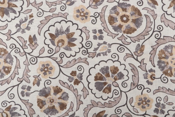 Jaclyn Smith Home JSP078 Printed Linen Blend Drapery Fabric in Gray for Trend 