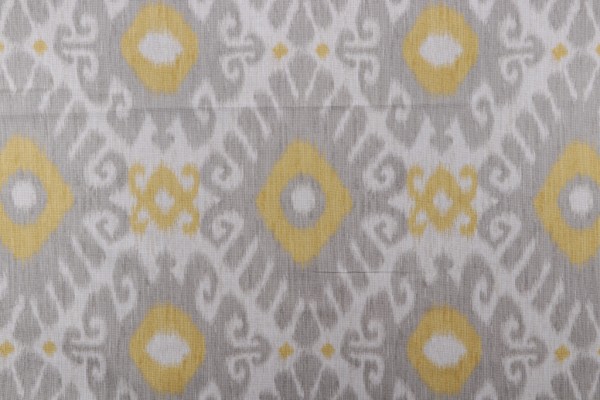 Jaclyn Smith Home Ikat Printed Cotton Drapery Fabric in Dove Gray for Trend 