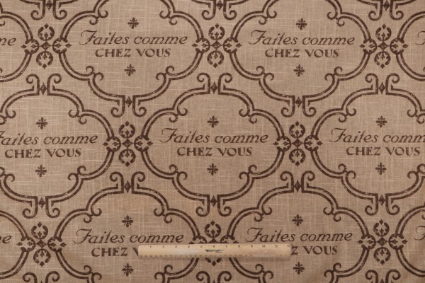 Jacklyn Smith Home Script Printed Linen Blend Drapery Fabric in Cocoa for Trend