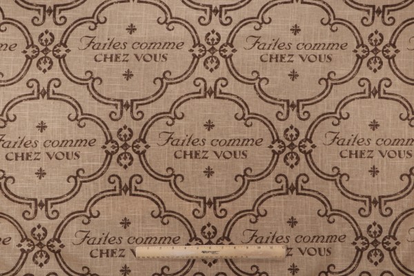 Jacklyn Smith Home Script Printed Linen Blend Drapery Fabric in Cocoa for Trend