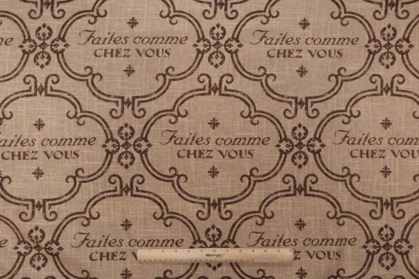 Click for 9.75 Yards Jaclyn Smith Home Script Printed Linen Blend Drapery Fabric in Cocoa for Trend Jaclyn Smith Home Script Printed Linen Blend Drapery Fabric in Cocoa for Trend