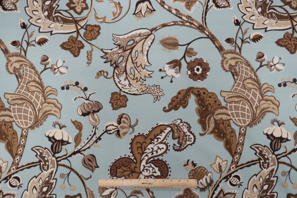 Covington Wilmington Printed Cotton Drapery Fabric in Robin's Egg