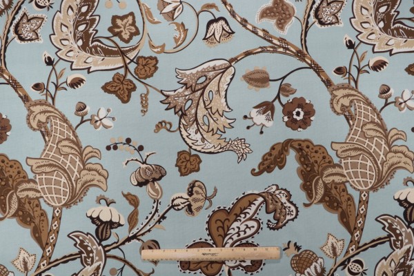 Covington Wilmington Printed Cotton Drapery Fabric in Robin's Egg
