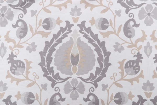 Jaclyn Smith Home JSP4 Suzani Printed Cotton Drapery Fabric in Platinum for Fabricut