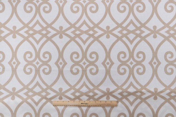 Jaclyn Smith Home Gatework Printed Cotton Drapery Fabric in Cashew for Trend