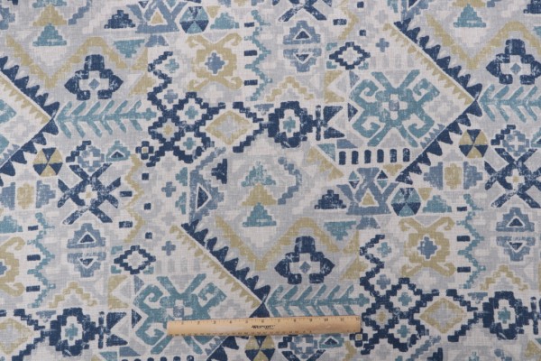 Taja Printed Drapery Fabric in Bluebell