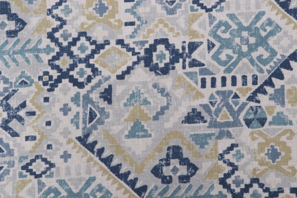 Taja Printed Drapery Fabric in Bluebell