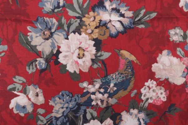 Click for P Kaufmann Longwood Printed Linen Drapery Fabric in Crimson  P Kaufmann Longwood Printed Linen Drapery Fabric in Crimson
