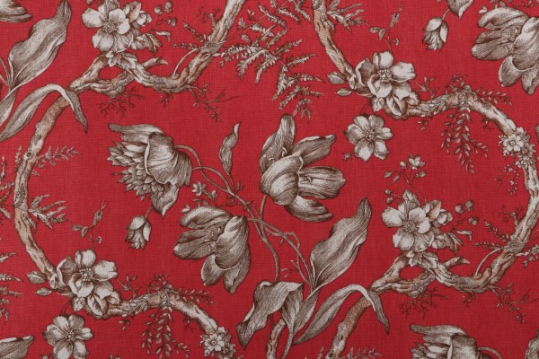 P Kaufmann Tulipano Printed Drapery Fabric in Crimson