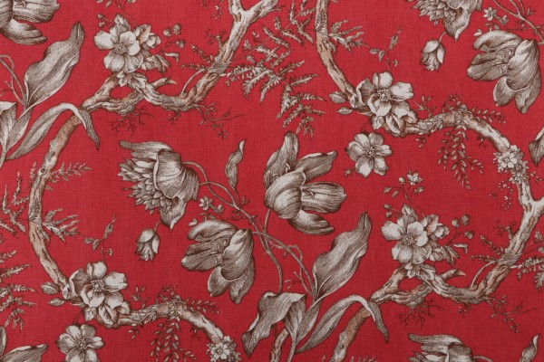 P Kaufmann Tulipano Printed Drapery Fabric in Crimson