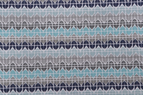Scott Living Tessellate - Belgian Printed Cotton Linen Drapery Fabric in Cyan