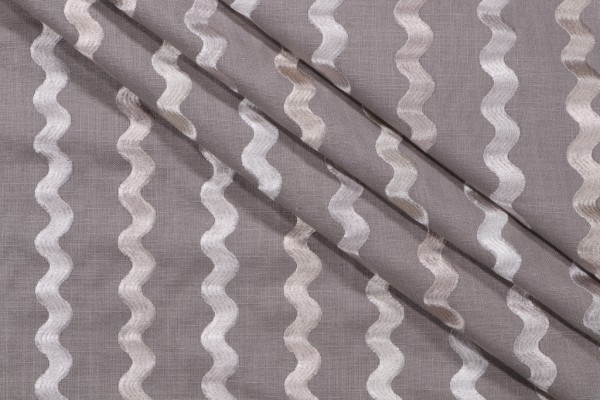Gertrude Embroidered Drapery Fabric in Smoke