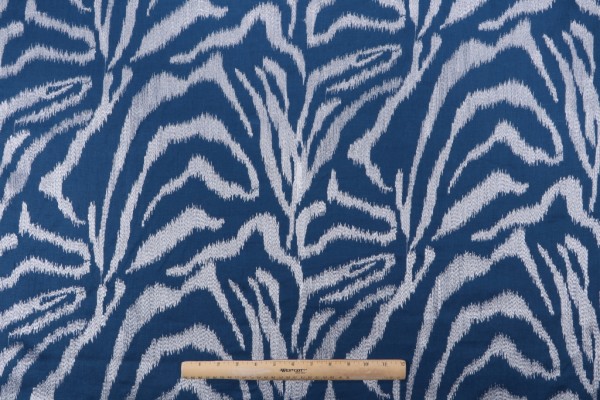 Click for 9.13 Yards Zebra Embroidered Drapery Fabric in Marine Zebra Embroidered Drapery Fabric in Marine