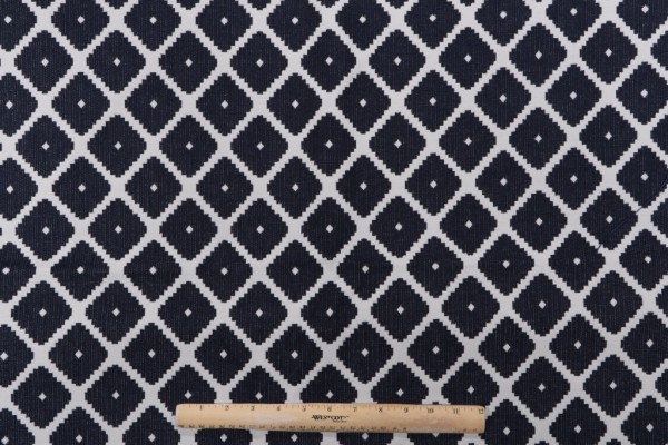 Diamond Medallion Upholstery Fabric in Dark Navy
